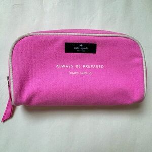 Kate Spade Pink Canvas Bag EUC Cosmetic Pouch Travel Makeup